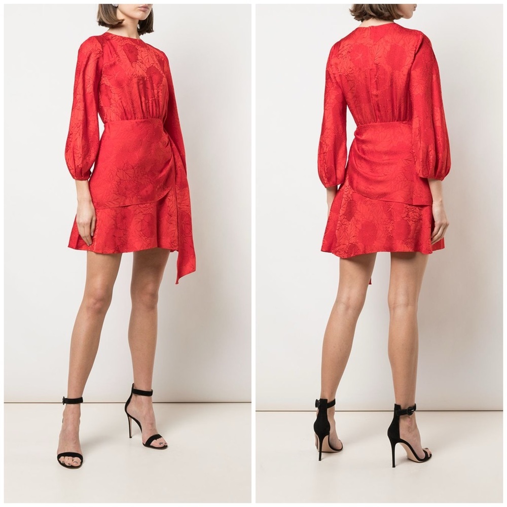 Sachin + Babi Sylvia Draped Dress 8 jacquard mini red crimson